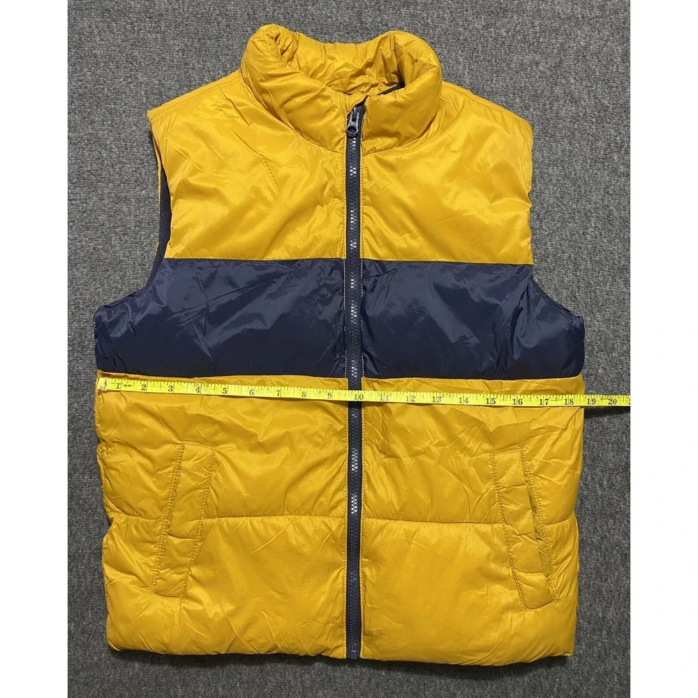 Old Navy Boys Gold Navy Blue Full Zip Puffer Vest Size L 10/12